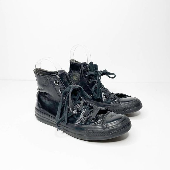 Converse Shoes - Converse Chuck Taylor Hi Patent Leather Sneakers mono triple black lace up US 6